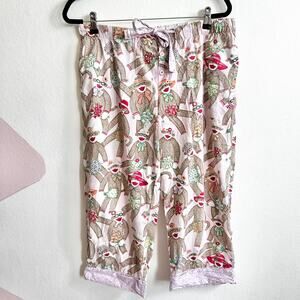 Nick & Nora Pajama Pants Short Sock Monkey Lounge Wear PJ Bottoms Small‎